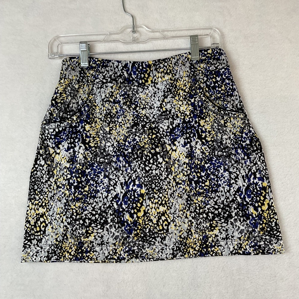 EP New York Womens Abstract Animal Print Golf Skort XS Blue Yellow Black White